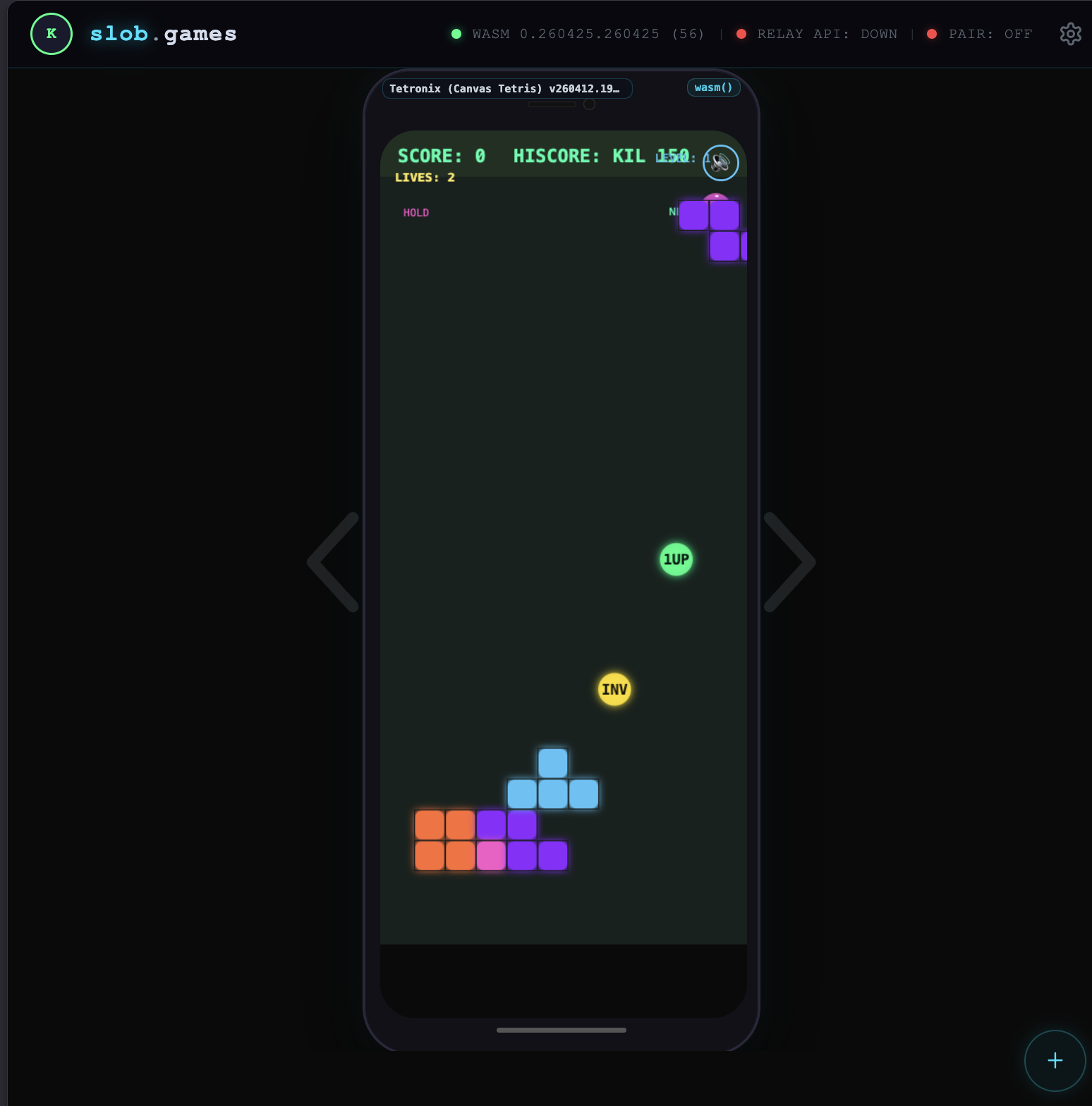 Screenshot preview of slob.games homepage